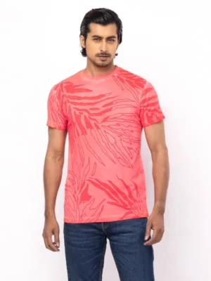 Coral Printed Cotton T-Shirt