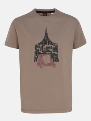 Brown Printed Cotton T-Shirt