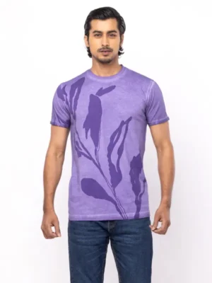 Purple Printed Cotton T-Shirt